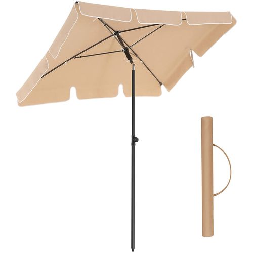 Parasol Rectangulaire 2 X 1,25 M, Protection Upf 50+, Ombrelle, Jardin, Sans Socle