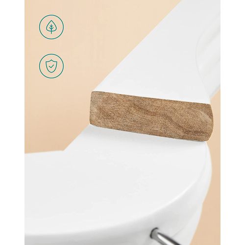 Cintre Bois, Lot De 10, Avec Encoches Antiglisse, Crochet Pivotant 360°, Blanc Et Argent