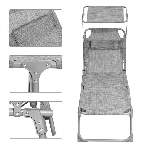 Transat De Relaxation, Avec Appui-tête, Dossier Et Parasol Inclinable