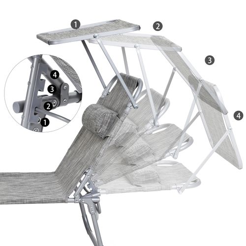 Transat De Relaxation, Avec Appui-tête, Dossier Et Parasol Inclinable