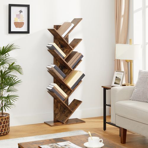 Bibliothèque, Étagère à 8 Niveaux, Meuble De Rangement, En Forme D’arbre, Pour Salon
