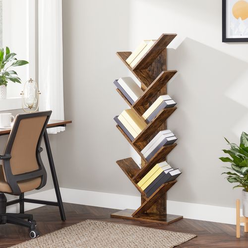 Bibliothèque, Étagère à 8 Niveaux, Meuble De Rangement, En Forme D’arbre, Pour Salon