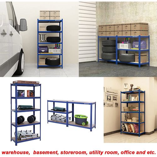 Étagère Charge Lourde Métallique à 5 Niveaux Capacité 650 Kg (130 Kg/niveau), 150 X 75 X 30 Cm, Bleu