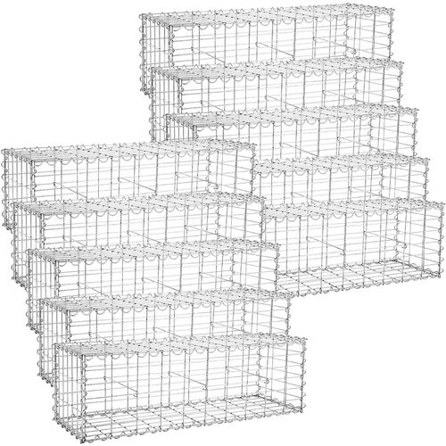 Lot De 10, Gabion Pour Pierre,cloture Gabion,100 X 30 X 30 Cm，argent