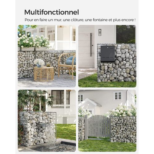 Lot De 2,gabion Pour Pierre,100 X 80 X 30 Cm,décoration De Jardin,argent