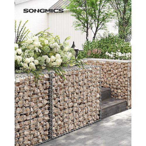 Lot De 2,gabion Pour Pierre,100 X 80 X 30 Cm,décoration De Jardin,argent