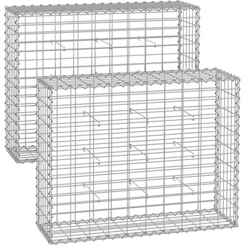 Lot De 2,gabion Pour Pierre,100 X 80 X 30 Cm,décoration De Jardin,argent