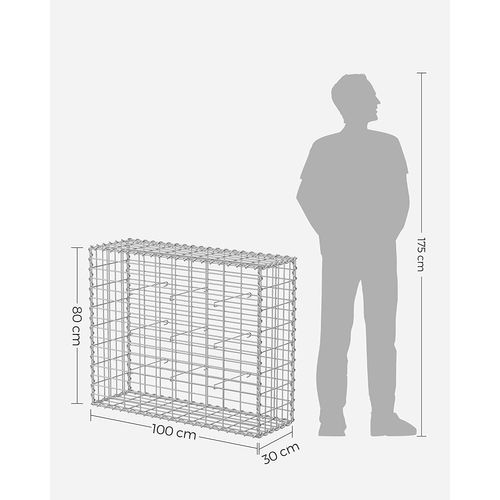 Lot De 2,gabion Pour Pierre,100 X 80 X 30 Cm,décoration De Jardin,argent