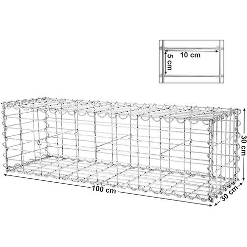 Gabion Pour Pierre, 4x 100x30x30 Cm, Cage En Métal, Cloture Gabion, Panier à Pierre,argent