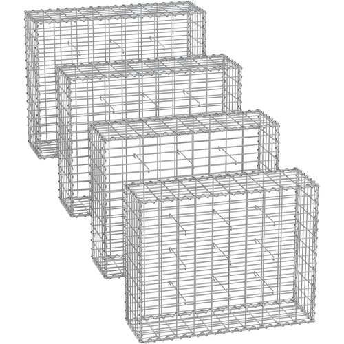 Lot De 4,gabion Pour Pierre,100 X 80 X 30 Cm,décoration De Jardin,argent