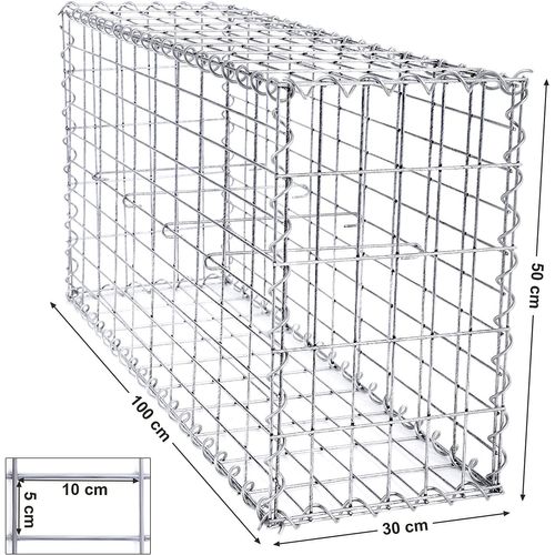 Lot De 4, gabions Pour Pierre, 100x50x30 cm, Clôture Gabion, Argent