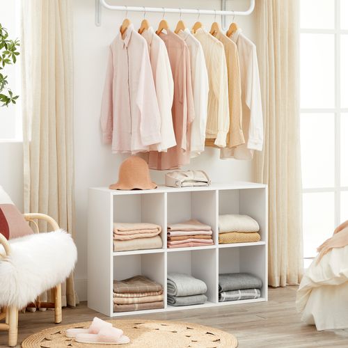 Meuble De Rangement, Bibliothèque, Étagère De 6 Casiers, Blanc