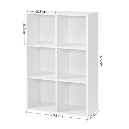 Meuble De Rangement, Bibliothèque, Étagère De 6 Casiers, Blanc