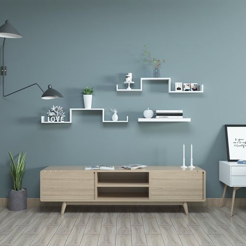 Lot De 3 Etagères Murales Flottantes Rangement Panneau De Mdf Blanche Lws40wt