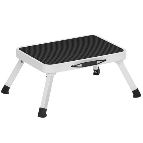 Marchepied à 1 Niveau, Escabeau, Échelle, Tabouret, En Acier, Antidéparant, Pliable, Blanc Gsl01wt