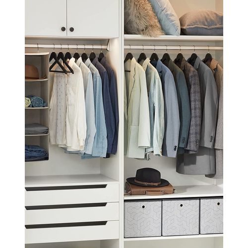 Cintre Bois, Lot De 50, Avec Encoches Antiglisse, Crochet Pivotant 360°, Noir Et Argent