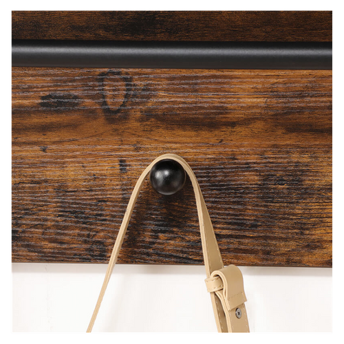 Etagère Murale 3 Patères Métal Et Bois - Naturel Fonce