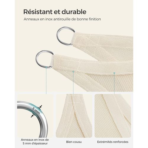 Voile D'ombrage 5 X 5 M, Cordes De 2 M, Beige