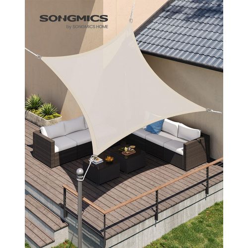 Voile D'ombrage 5 X 5 M, Cordes De 2 M, Beige