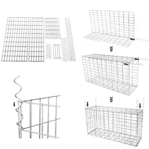 Gabion à Pierres, Acier Galvanisé Antirouille, 100 X 50 X 30 Cm, Décoration Jardin