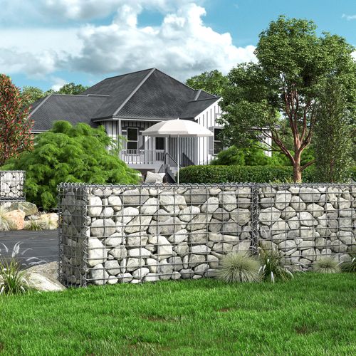 Gabion à Pierres, Acier Galvanisé Antirouille, 100 X 50 X 30 Cm, Décoration Jardin