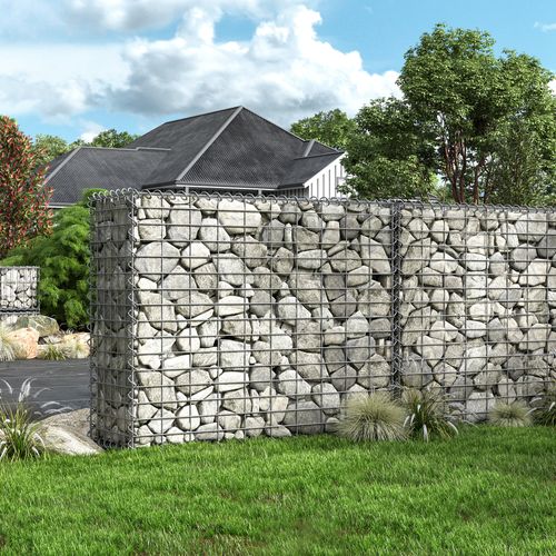 Gabion à Pierres, Acier Galvanisé Antirouille, 100 X 80 X 30 Cm, Décoration Jardin