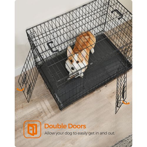 Cage Pour Chiens Avec 2 Portes, 92,5 X 57,5 X 64 Cm, Noir