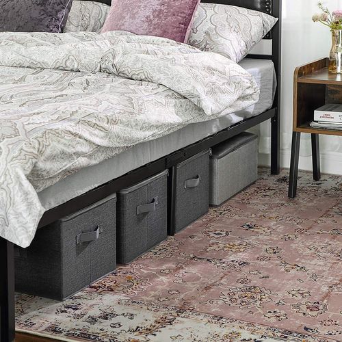 Boîte De Rangement,lot De 3,avec Couvercle,avec Poignées,gris