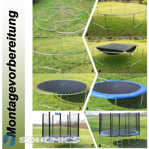 Trampoline Extérieur, Diamètre 305 Cm, Noir Et Bleu