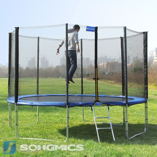 Trampoline Extérieur, Diamètre 305 Cm, Noir Et Bleu
