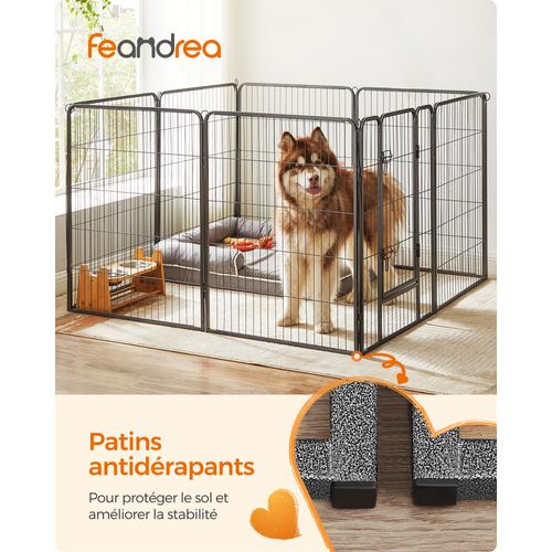 Parc Pour Chien, Clôture, Enclos, 8 Grilles De 77 X 100 Cm, Gris