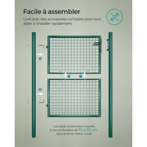 Portillon De Jardin 125 X 106 Cm Avec Serrure Maille Métallique Vert