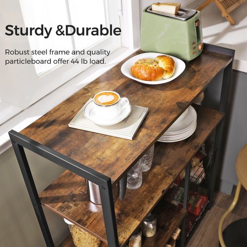 Desserte De Cuisine,pour Four à Micro-ondes,2 Paniers,4 Niveaux,crochets S,marron