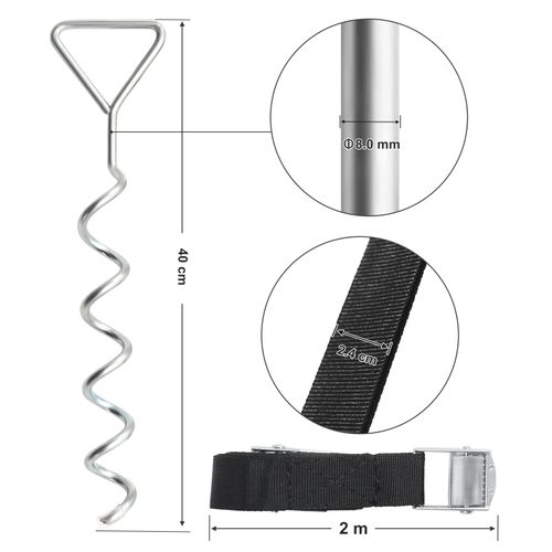 Piquets De Trampoline En Spirale, Kit D'ancrage Au Sol Avec Piquets En Fer Galvanisé