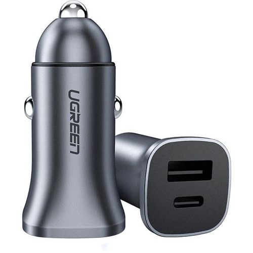 Chargeur Voiture - 1 USB-c + 1 USB-a - 30w - Gris