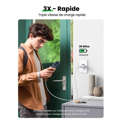 Chargeur Secteur - 1 Port USB-c - 20w - Blanc