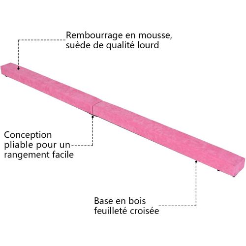 Poutre D'equilibre 2,1 M Poutre De Gymnastique Pliable Sectionnelle Compétence Performance Rose