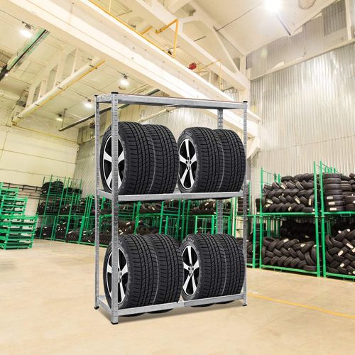 Porte Pneu Étagère Pneu Rangement Pour Pneu Étagère D'atelier Robuste 180x120x40cm