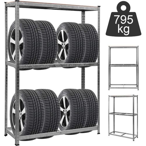 Porte Pneu Étagère Pneu Rangement Pour Pneu Étagère D'atelier Robuste 180x120x40cm