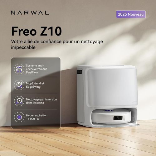 Freo Z10 - Robot Aspirateur Et Laveur Avec Système Anti-enchevetrement - 15000 Pa - Base Autonome