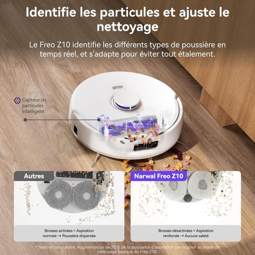 Freo Z10 - Robot Aspirateur Et Laveur Avec Système Anti-enchevetrement - 15000 Pa - Base Autonome