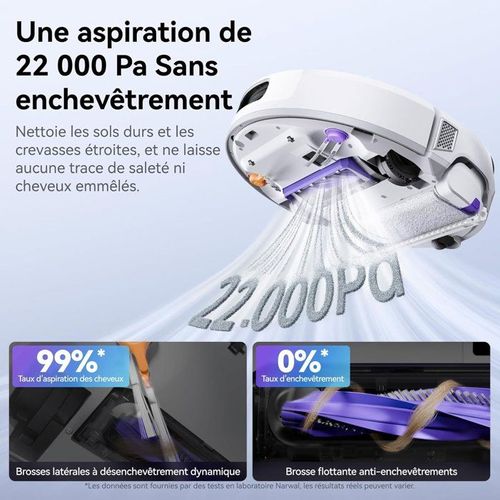 Flow - Aspirateur Robot Laveur Avec Station - 22 000 Pa - Dualflow Anti-enchevetrement Poil Animaux