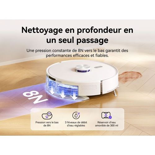 Freo S - Robot Aspirateur Laveur - 8000 Pa - Autovidage 180 Jours - Navigation Lds - Cartographie 3