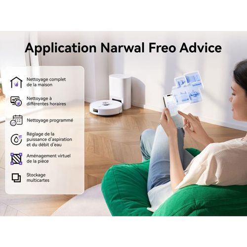 Freo S - Robot Aspirateur Laveur - 8000 Pa - Autovidage 180 Jours - Navigation Lds - Cartographie 3
