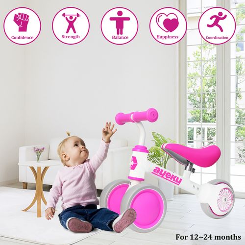 Vélo D’équilibre LED Lumineuse 1–3 Ans, Rose