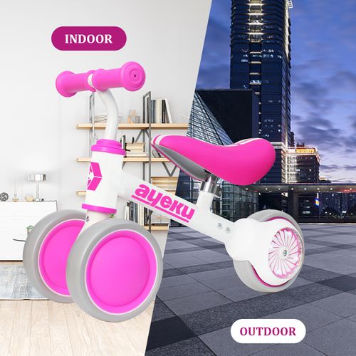 Vélo D’équilibre LED Lumineuse 1–3 Ans, Rose