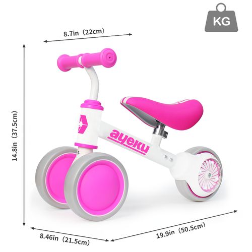 Vélo D’équilibre LED Lumineuse 1–3 Ans, Rose