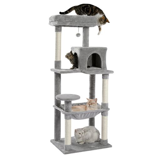 Arbre à Chat 143 Cm Avec Hamac Et Maison Beige L