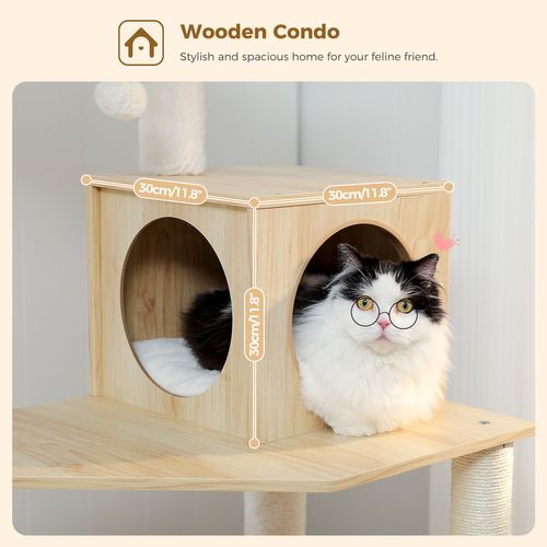 Arbre à Chat En Bois Avec Hamac XXL 143 Cm