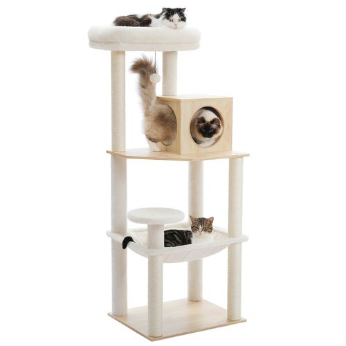 Arbre à Chat En Bois Avec Hamac XXL 143 Cm